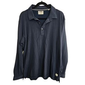 Linksoul Polo Shirt Pullover Long Sleeve Top Navy Blue Men L Collared Neck